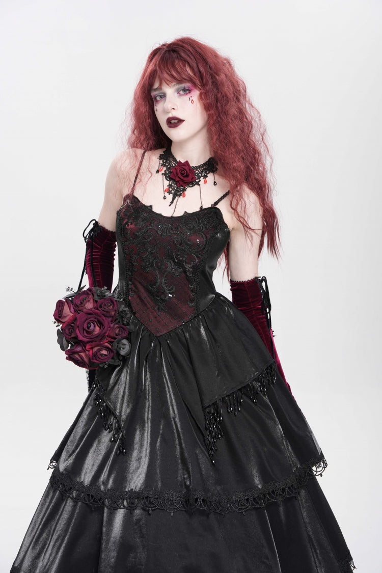 Pearl Embroidered Gothic Slip Dress