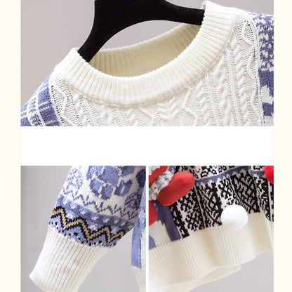 Skirt Colorblock Christmas Knit Sweater