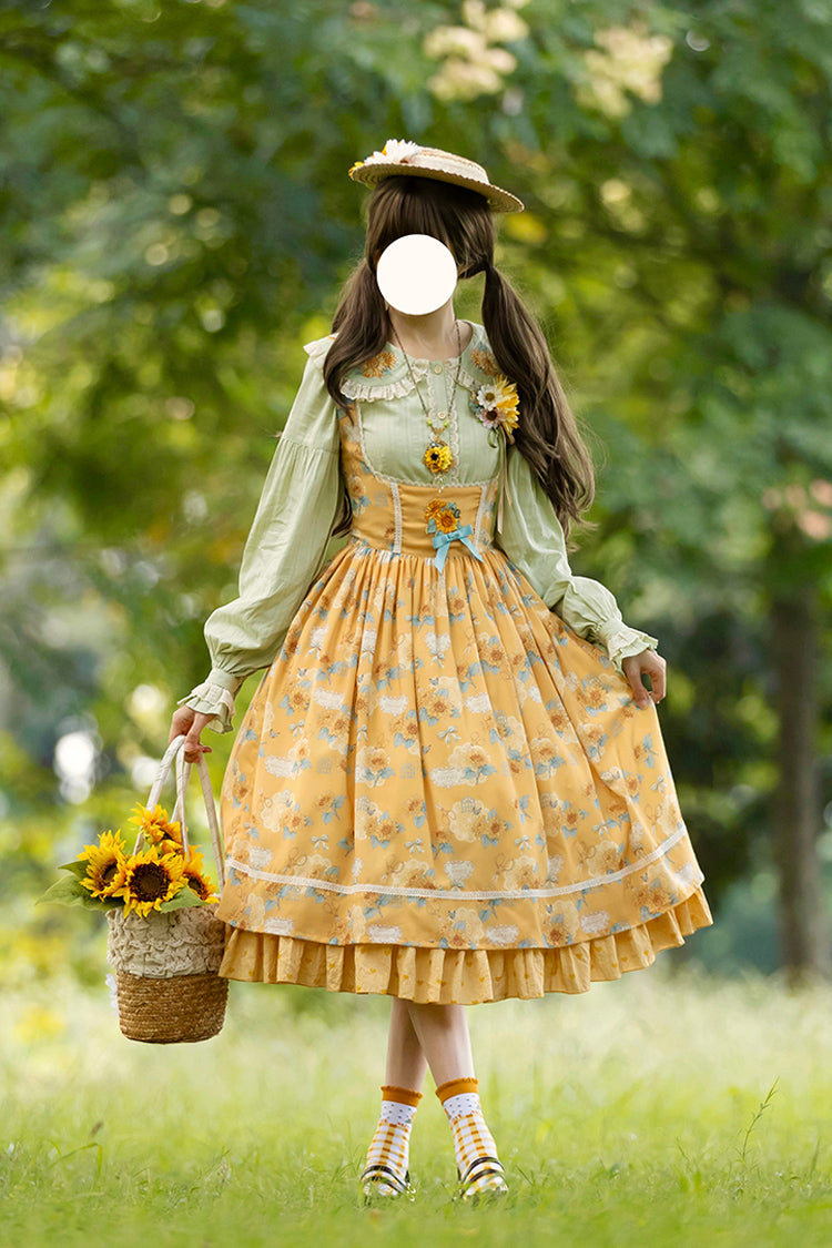 Amber Sleeveless Ruffled Bow Sunflower JSK Chic Attire