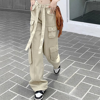 Collar Sleeveless Casual Round Cargo Chain Pants Top Crop