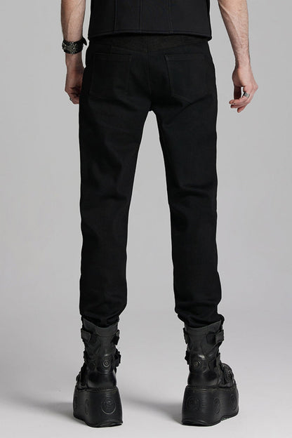 Gothic Skull-Print Trousers with Ring Details