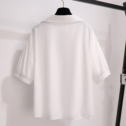 Pocketed T-Shirt Denim Fake Lapel Shorts Pieces Two