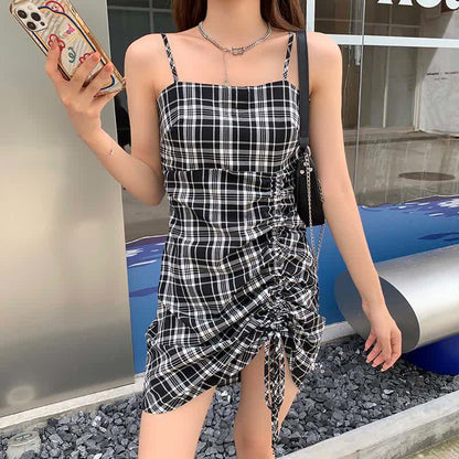 Slip Lattice Drawstring Size Plus Dress Set