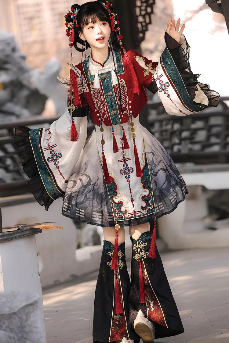 Printed Embroidered Chinese Style Lolita Dress - Multi-Color Fox Trace Codex