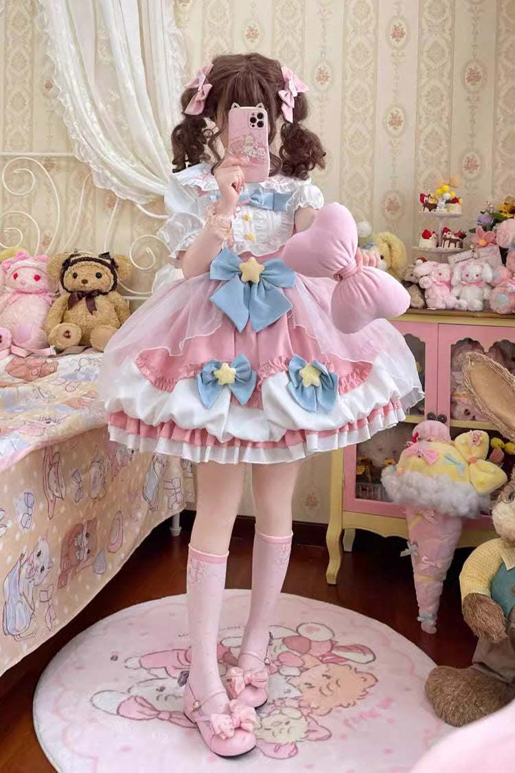 Little Wishing Star Ruffle Bowknot Jsk Dress - Sweet Lolita