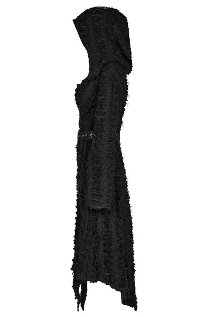 Hooded Asymmetric Black Long Coat Punk Women's Outerwear