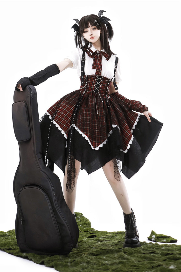 Soul Mantra Plaid Sweet Lolita Strap Dress - Noir