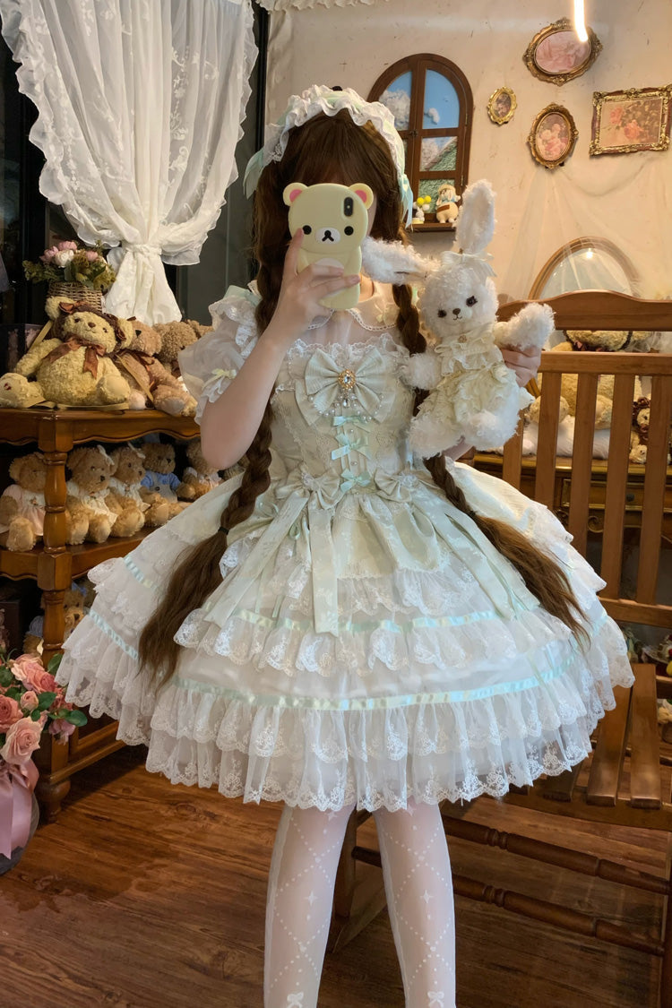 Emerald High-Waist Pearl Ballet Lolita JSK - Snow Kissed