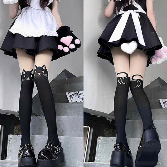 Cute Cartoon Kitty Print Lolita Stockings Tights