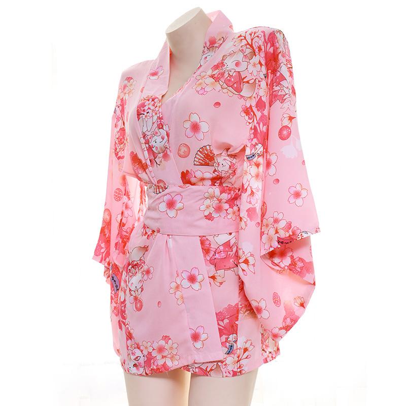 Sakura Floral Vintage Print Kimono Lingerie