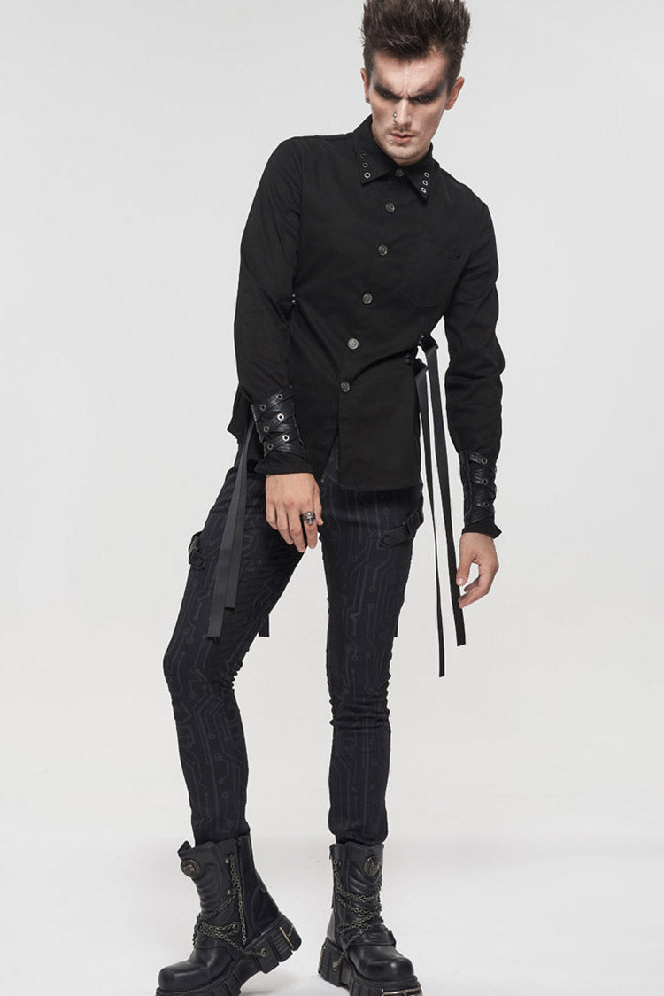 Mens Asymmetric Trousers with Circuit Print
