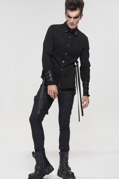Mens Asymmetric Trousers with Circuit Print
