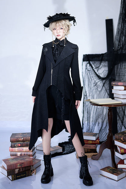 Ouji Gothic Vintage Handsome Cool Lolita Vest Black Asymmetric