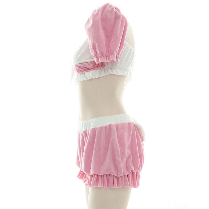 Pink Sweet Bow Knot Maid Lingerie Set