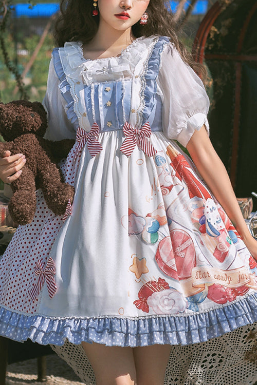 Candy-Jar Print Ruffled Sweet Lolita JSK Dress
