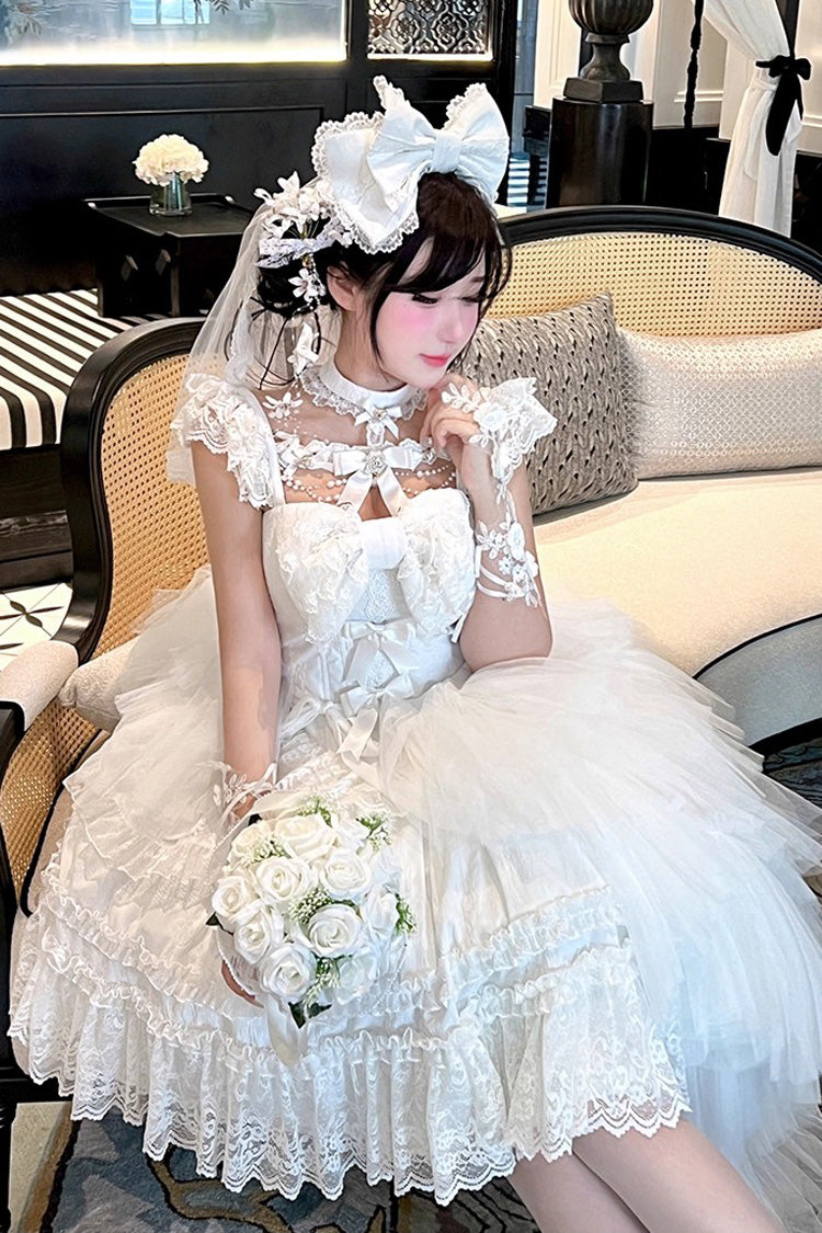 Halterneck Gothic Dress with Ruffled Hanayome Bow and Lace - Jewelry Love Story
