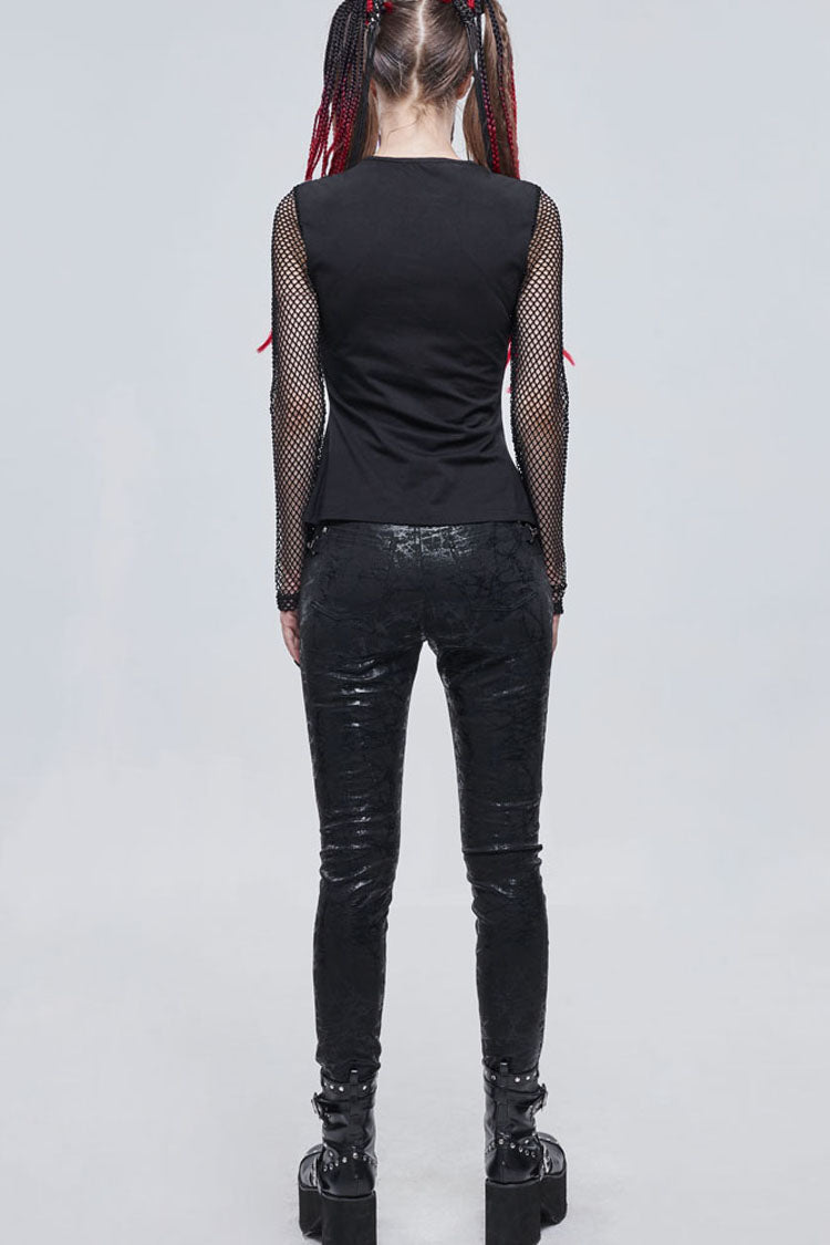 Occult Star Embroidered Deep V Mesh Knit Cotton Tee