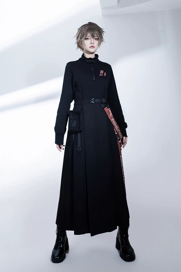 Stand Collar Long-Sleeve Gothic Prince Ouji Skirt Set