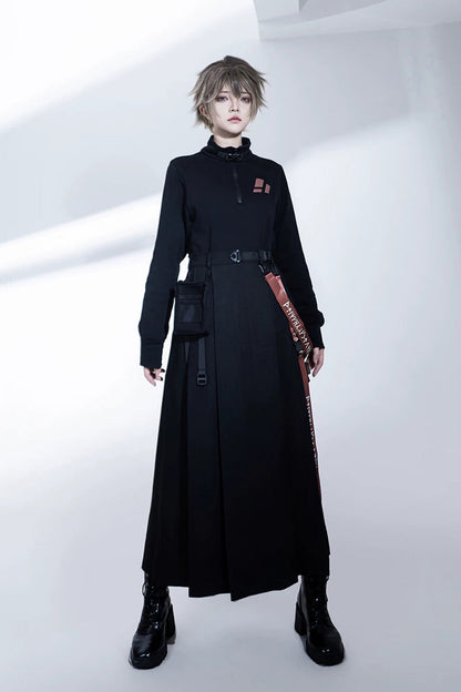 Stand Collar Long-Sleeve Gothic Prince Ouji Skirt Set