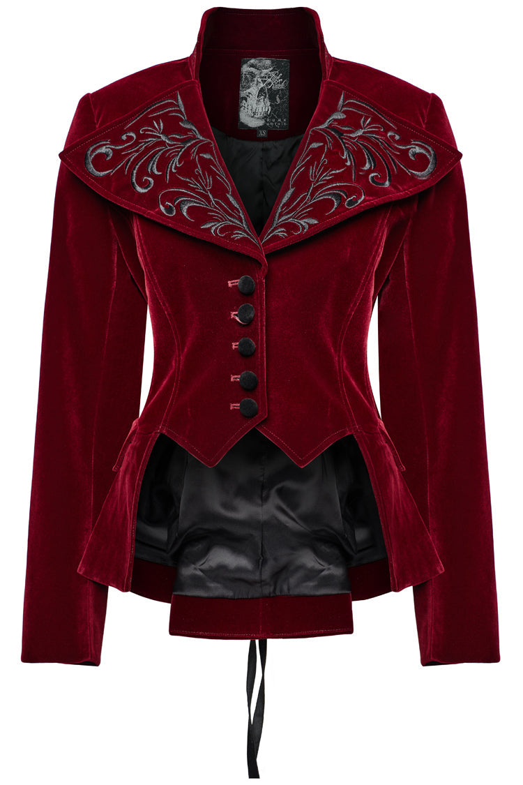 Crimson Swallowtail Velvet Long Sleeve Women's Goth Jacket