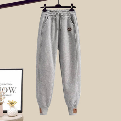 Sweatshirt Draw Zipper Pocketed String Pants Casual