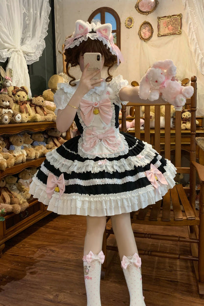 Multi-Layered Ruffled Bowknot Lace Princess JSK