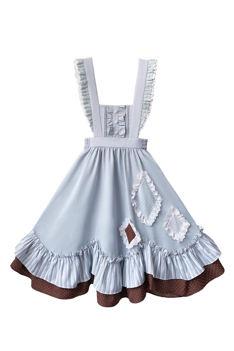 Sleeveless Printed Ruffled Bow Alice College Elegant Lolita Jumper