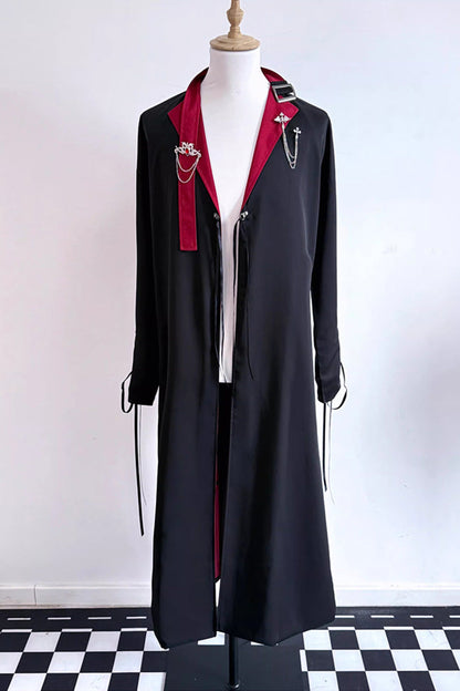 Night Sentinel Ouji Gothic Lolita Long Trench Coat - Noir
