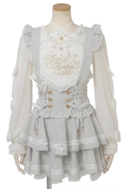 Multi-Layer Printed Ruffled Lace Suspender Skirt Three Colors
