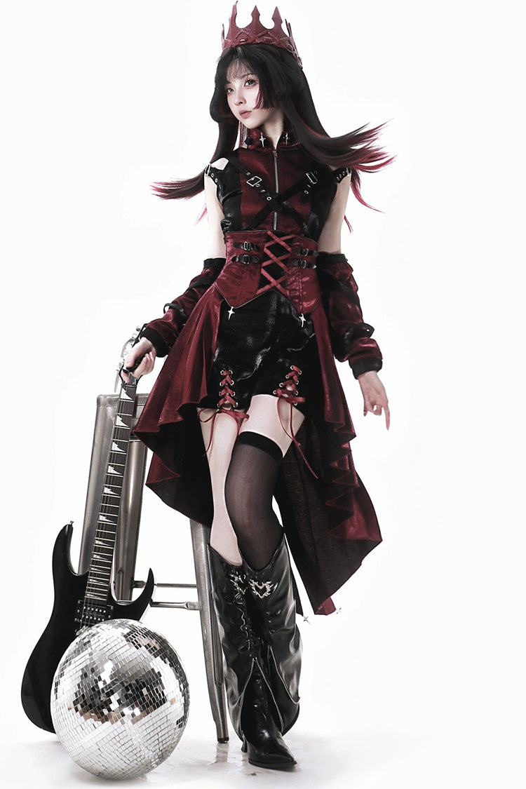 Chief Assassin Lace-Up Gothic Ouji Lolita Set - Noir