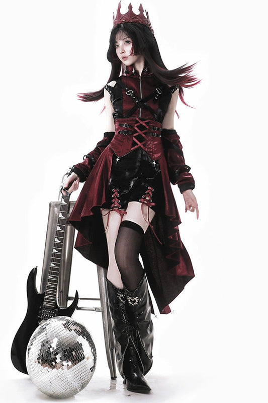 Chief Assassin Lace-Up Gothic Ouji Lolita Set - Noir