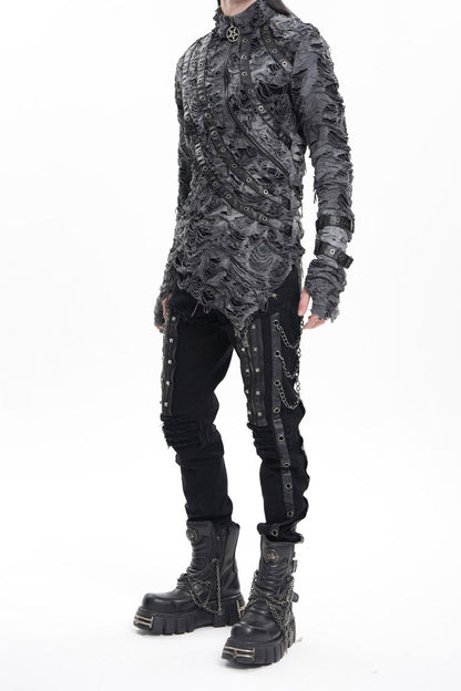 Gothic Pants with Eyelets, Chains, and Studs