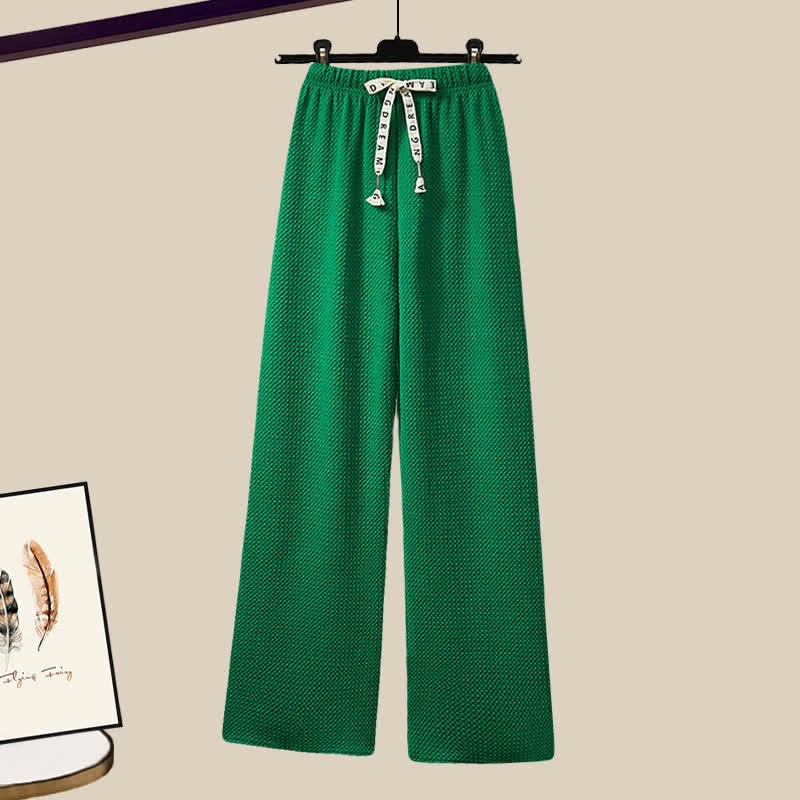 Pieces Knit Pants Two Casual V-neck Sweater Cable