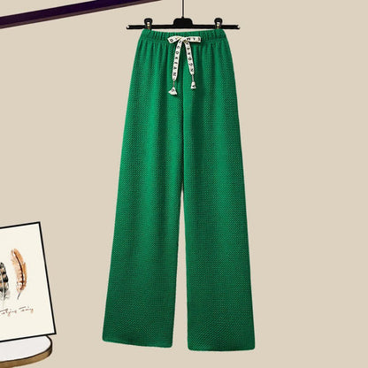 Pieces Knit Pants Two Casual V-neck Sweater Cable