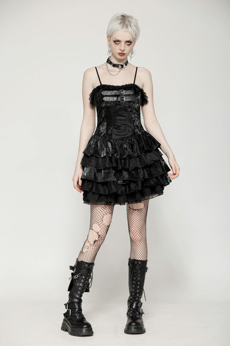 Ruffled Punk Slip Dress for Parties and Graduation