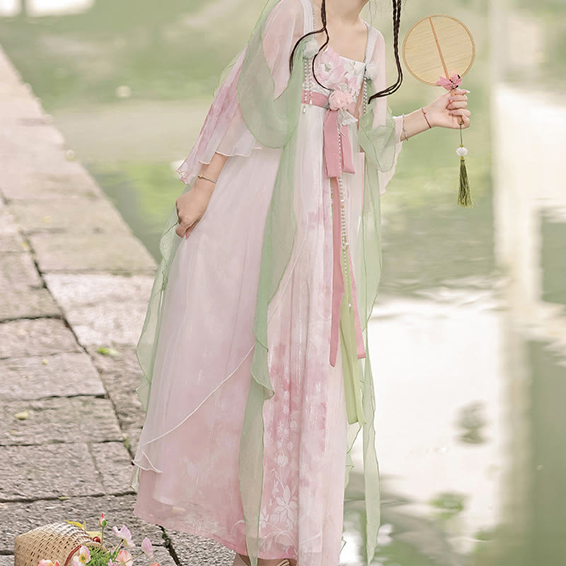 Costume Hanfu en maille florale