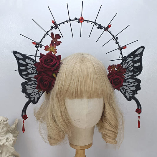 Punk Virgin Halo Rose Moth Butterfly Hair Accessory