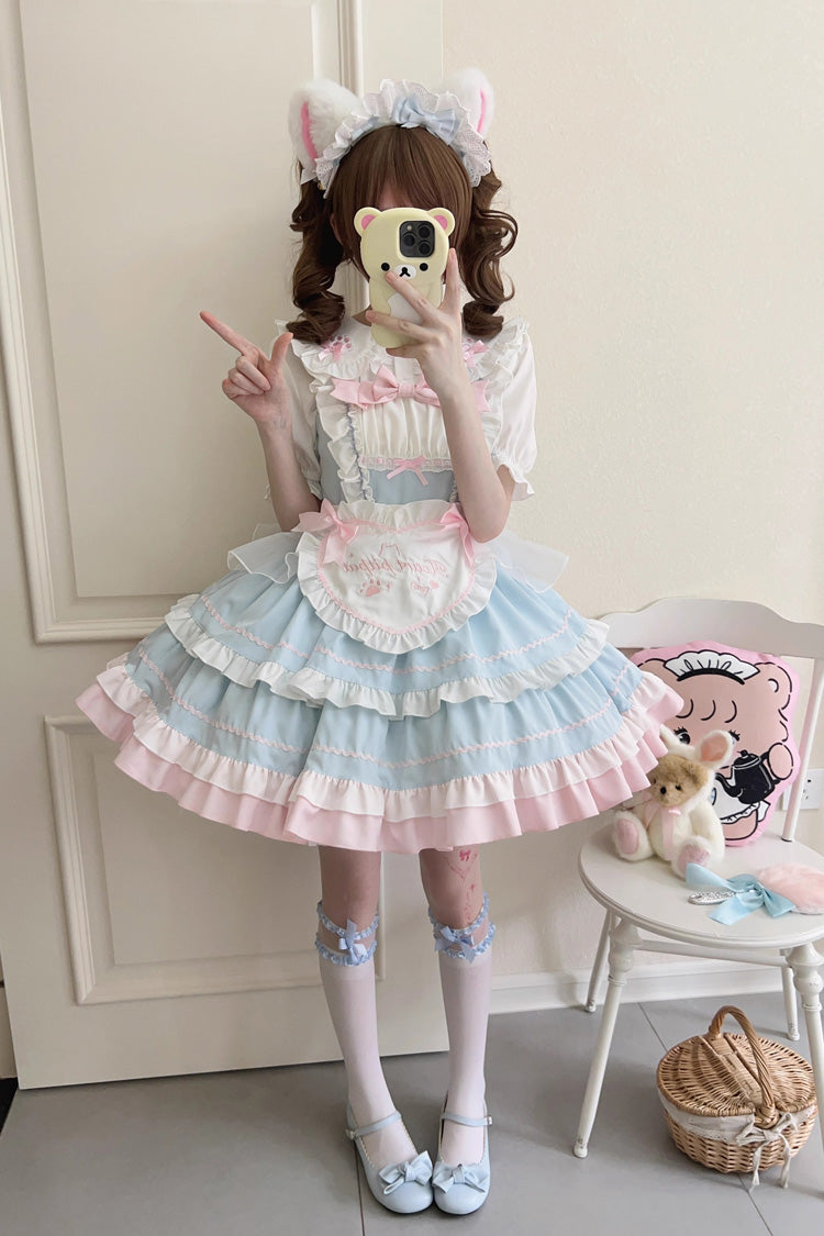Cat-Ear Story Layered Ruffled Bowknot JSK Lolita Dress in Four Colors
