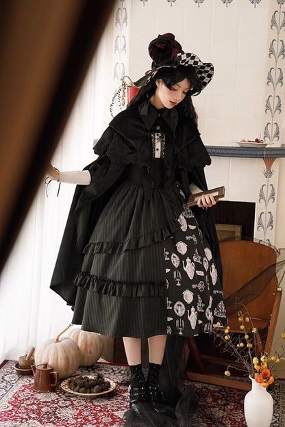 Autumn Winter Gothic JSK Dress with Lunar Eclipse Print