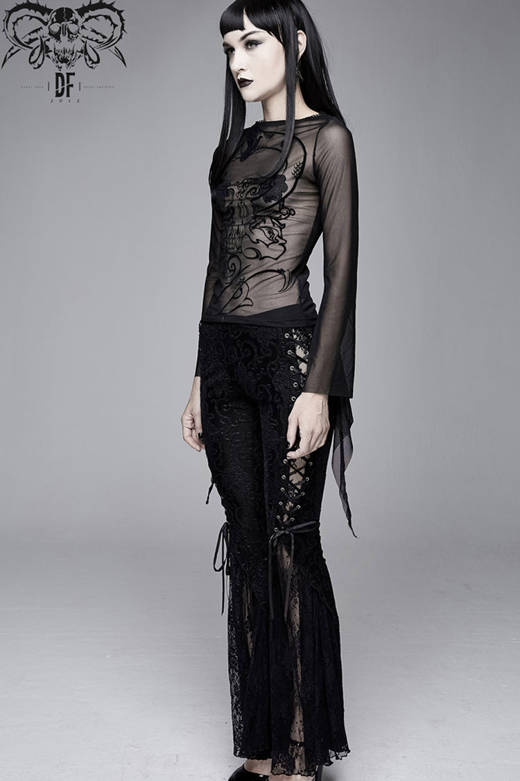 Gothic Shirt with Snake Flocking and Horn Sleeves