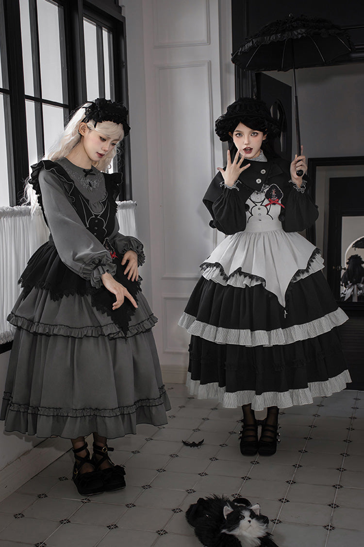 Gothic Lolita Castle Night Long-Sleeved Ruffle Embroidery Dress