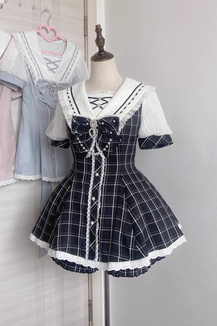 Print Bowknot Jirai Kei Japanese Dress Set