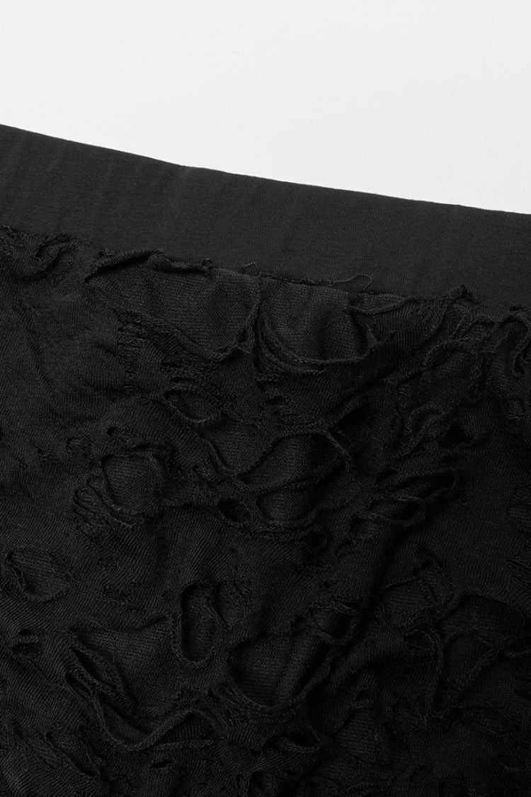 Ripped Flared Pants with Mesh Inserts for Punk Look
