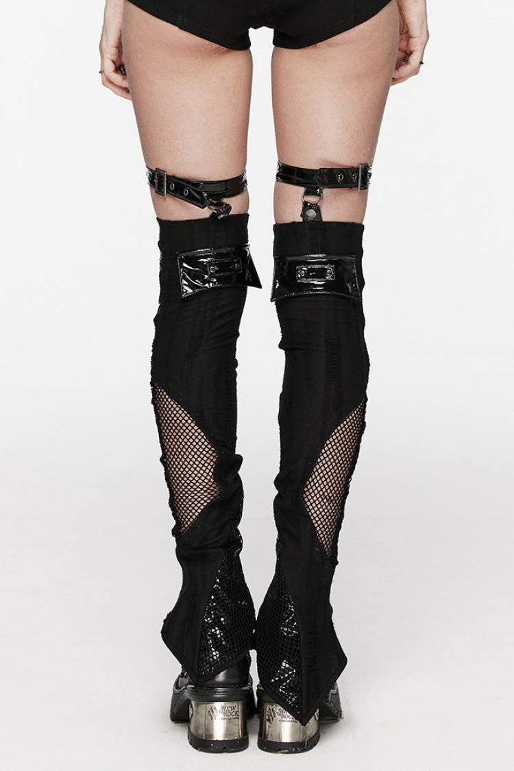 Leg Warmers with Garter and Buckle Detail for Punk Style