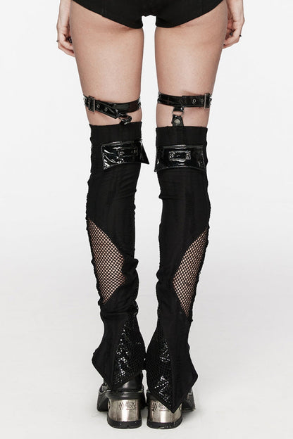 Leg Warmers with Garter and Buckle Detail for Punk Style