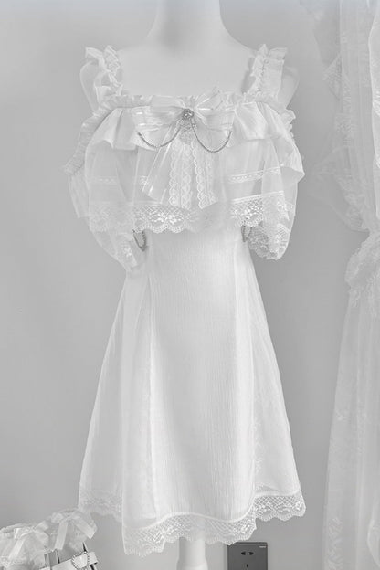 Ruffle Bowknot Lace Jirai Kei Japanese Dress