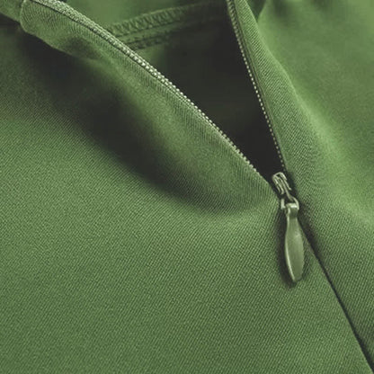 Dress Drawstring Split Sweater Green Cardigan Slip Crop