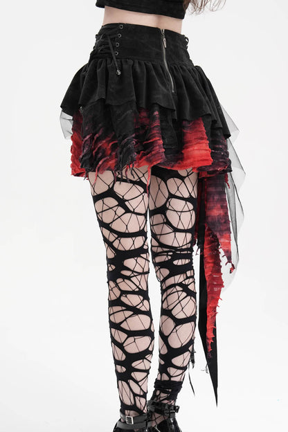 Irregular Mesh Gothic Skirt with Stitching