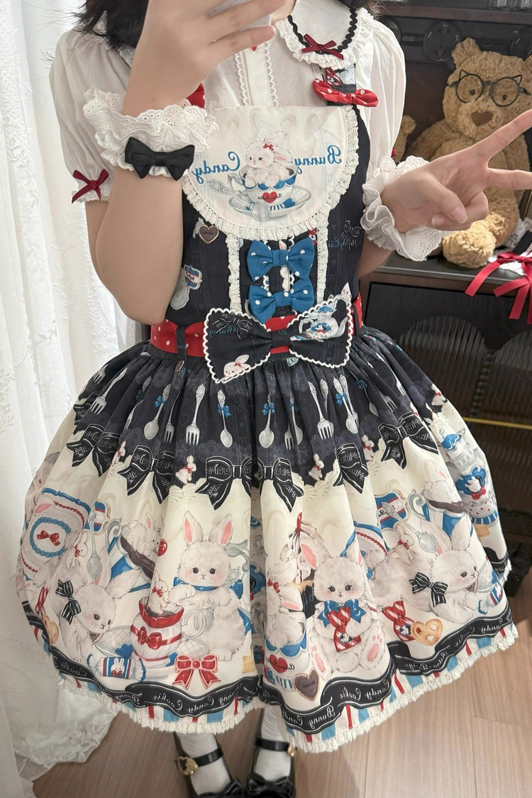 Sleeveless Printed Bowknot Lace Sweet Strap Dress