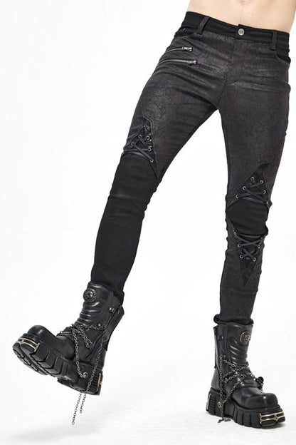 Gothic Layered Look Slim Fit Pants